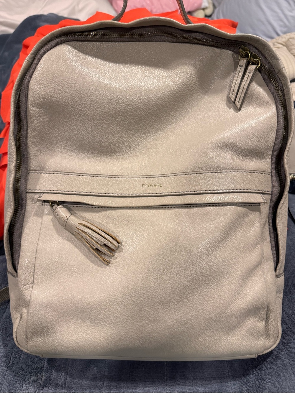 Fossil Neutral Leather Sherri  Lg. Tote Bag - Beige